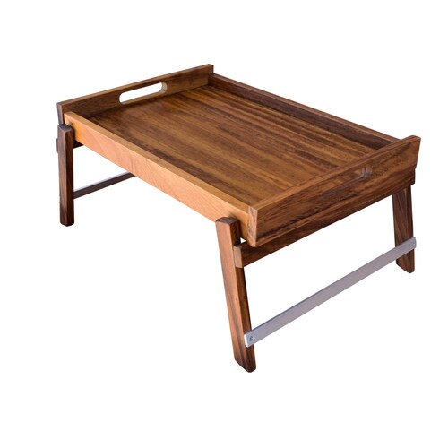Mesa para Cama de Madera de Parota Mesa desayunador para Alimentos Medidas 40 cm x 50 cm x 27 cm.