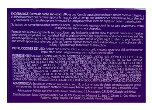 Exderm Age Crema Antiedad De Noche 50 Años+ 50 Ml
