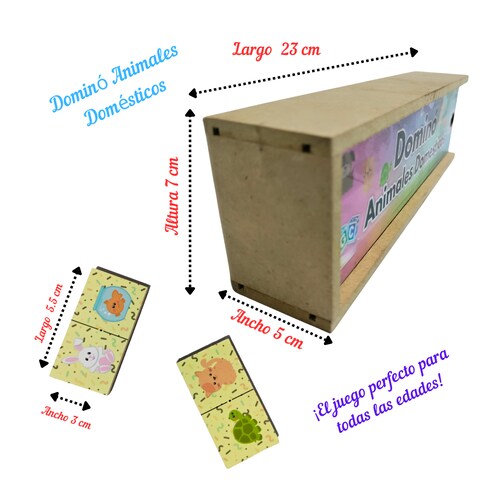 Dominó Animales Domésticos: Juego De Mesa Didáctico Diversión Aprendizaje 28 Pz..
