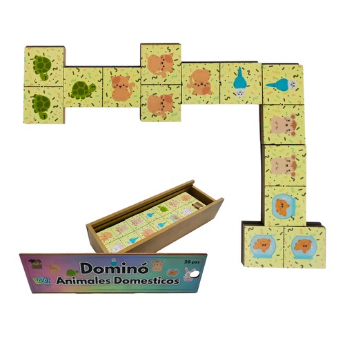 Dominó Animales Domésticos: Juego De Mesa Didáctico Diversión Aprendizaje 28 Pz..