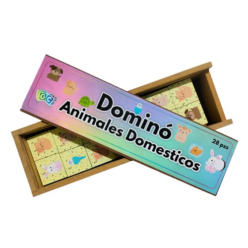 Dominó Animales Domésticos: Juego De Mesa Didáctico Diversión Aprendizaje 28 Pz..