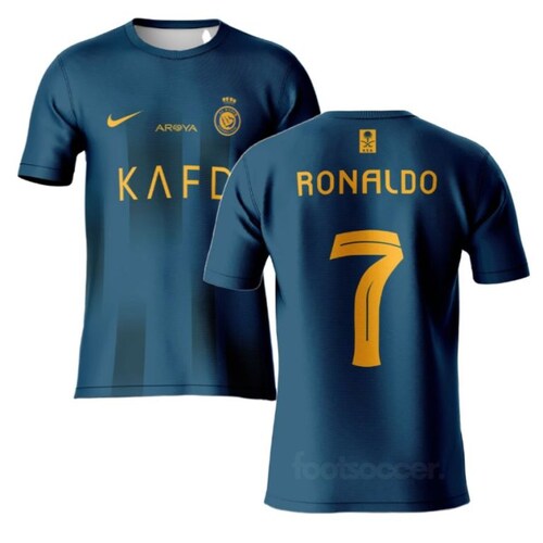 Nuevo! Jersey Al Nassr Arabia 2023/2024 Visita Azul Cristiano Ronaldo CR7 Niño Youth Talla 4 - 5 años.