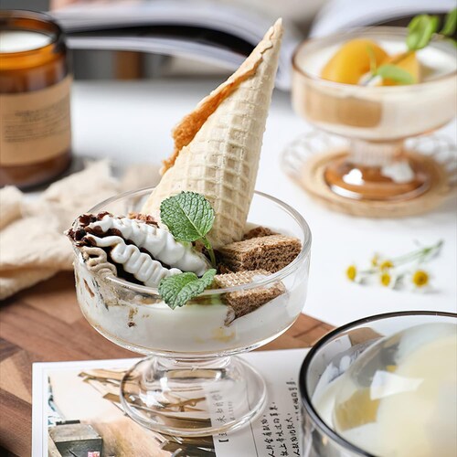 Lex Juego De 6 Copas De Vidrio Para Licor Postre Helado.
