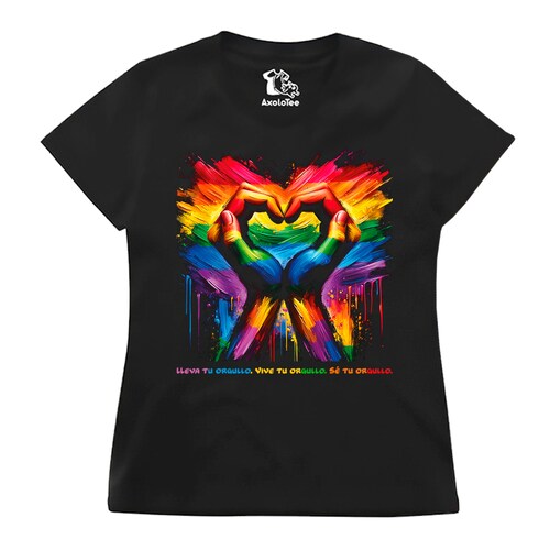 Playera para dama AxoloTee - Rainbow Hands Heart.