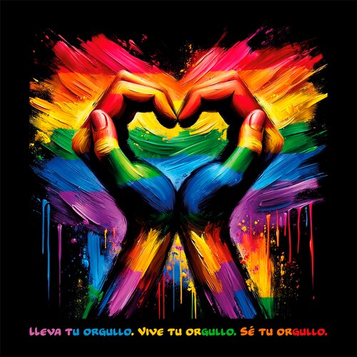 Playera para dama AxoloTee - Rainbow Hands Heart.