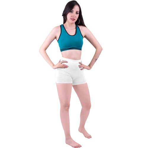Short Licra Mujer, Blanco, Unitalla, Deportivo, Dama, Atlético, Boxer, Entrenamiento, Pantalones Cortos, Biker.