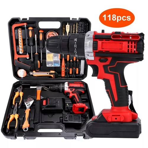 Juego De Herramientas Kits Combinadas Taladro Eléctrico