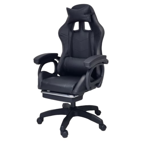 Silla Gamer Led RGB con masajeador, descansa pies, reclinable Negra.