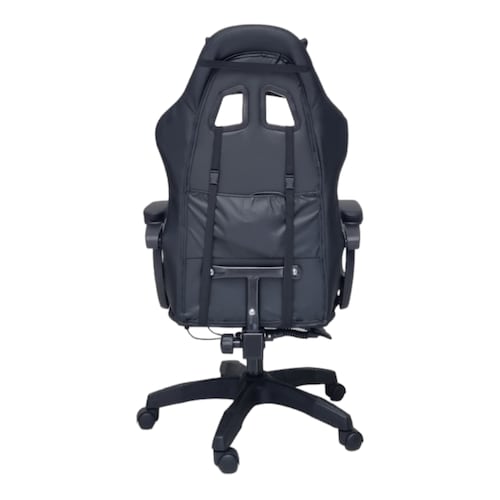 Silla Gamer Led RGB con masajeador, descansa pies, reclinable Negra.