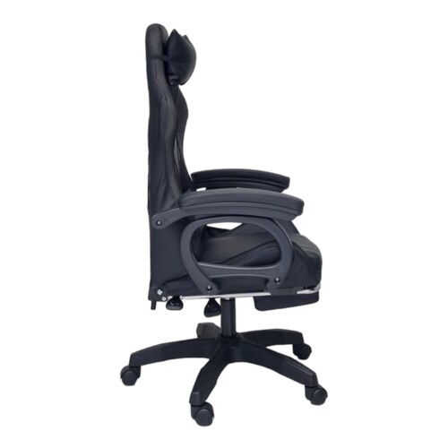 Silla Gamer Led RGB con masajeador, descansa pies, reclinable Negra.