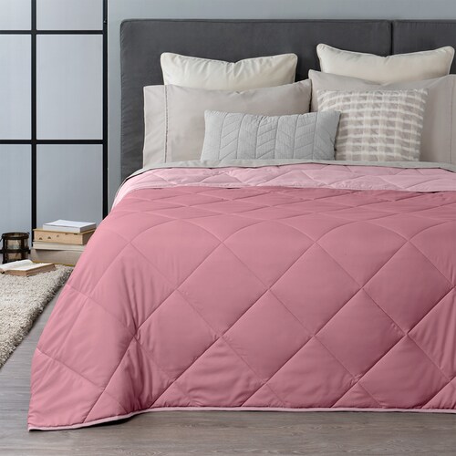 Edredón Colcha Ligero de Doble Vista Individual Rosa - Rosa Claro Real Textil.