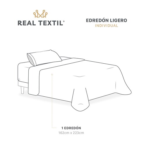 Edredón Colcha Ligero de Doble Vista Individual Azul - Gris Real Textil.