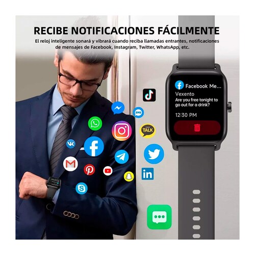 Reloj Inteligente Petukita Box 08F Compatible con Alexa Negro