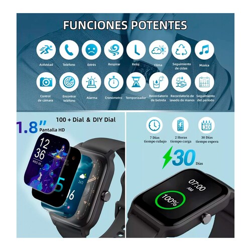 Reloj Inteligente Petukita Box 08F Compatible con Alexa Negro