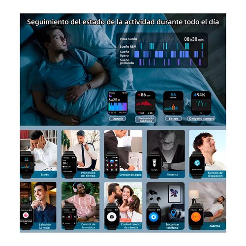 Reloj Inteligente Petukita Box 08F Compatible con Alexa Negro