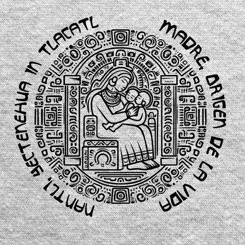 Playera Axolotee Para Dama - Mamá Nantli Prehispanica Gris.