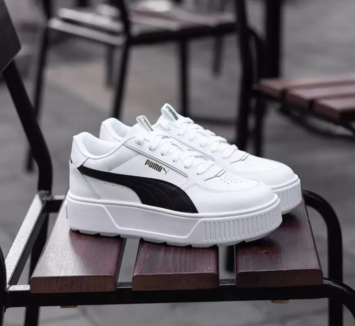 Tenis Puma Karmen Plataforma Blanco Negro De Dama Original