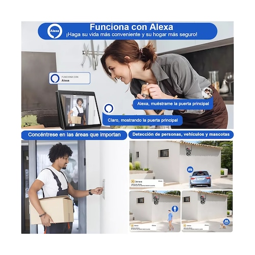 Cámara De Vigilancia De 8mp Con 3 Pantallas Y Zoom 10x Alexa