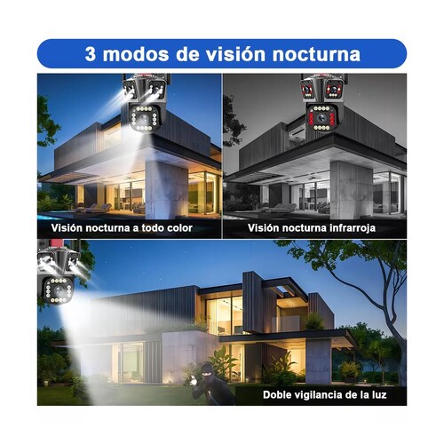 Cámara De Vigilancia De 8mp Con 3 Pantallas Y Zoom 10x Alexa