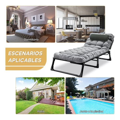 Cama Portatil Plegable De Reforzado Con Colchon Desmontable Gris