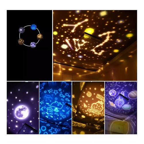 Luz Noche Proyector Estrellas Lampara Nocturna Led 6 Temas