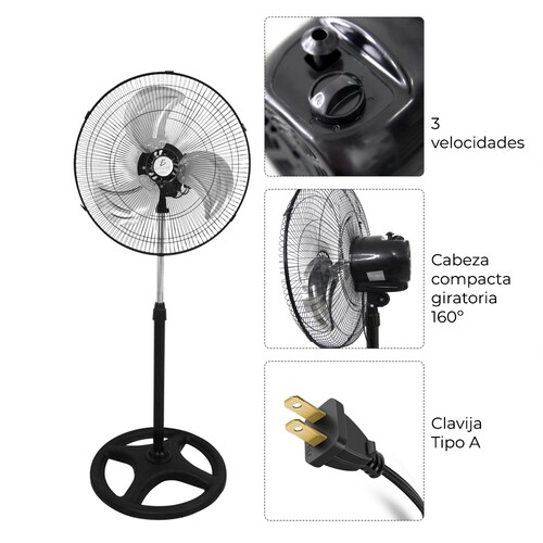Ventilador De Pie Silencioso 3 Aspa 60 cms de diámetro.
