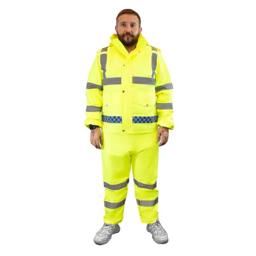 Traje Amarillo Para Lluvias Adulto Con reflejante Pantalón Y Chamarra Impermeable .