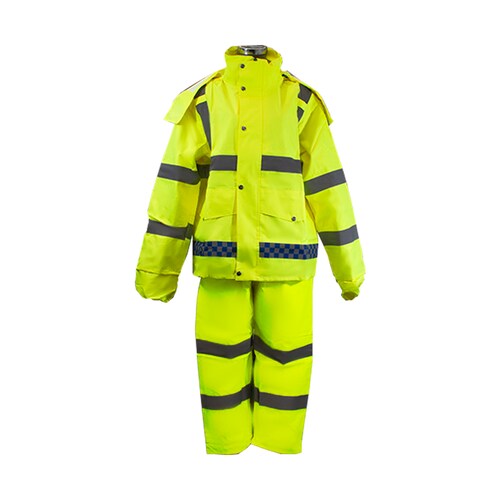 Traje Amarillo Para Lluvias Adulto Con reflejante Pantalón Y Chamarra Impermeable .