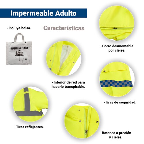 Traje Amarillo Para Lluvias Adulto Con reflejante Pantalón Y Chamarra Impermeable .