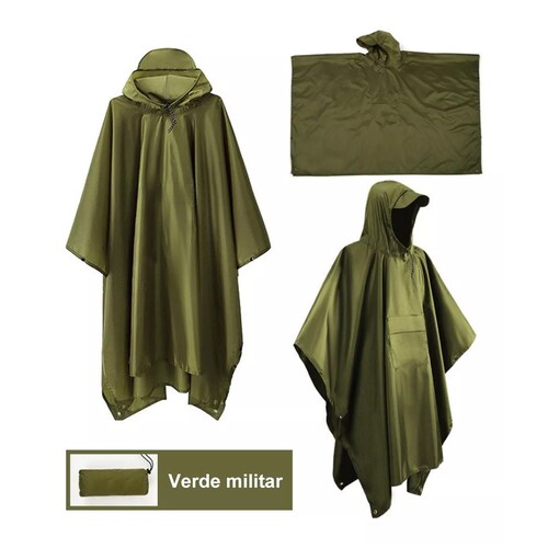 Poncho De Camping Impermeable Capa Multi Verde Militar