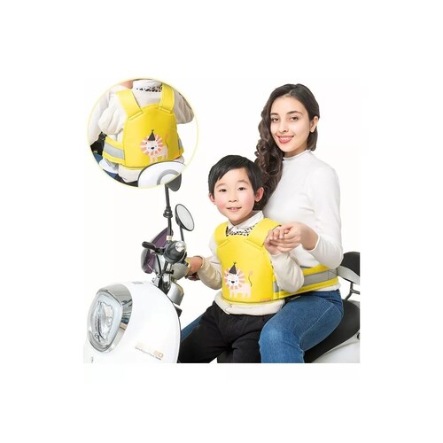 Cinturon De Seguridad Para Niño Moto Con Tiras Reflectantes Amarillo