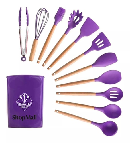 Utensilios de Cocina de silicona Espatulas, palas, Reposteria Set de 12 piezas 5 colores a elegir.