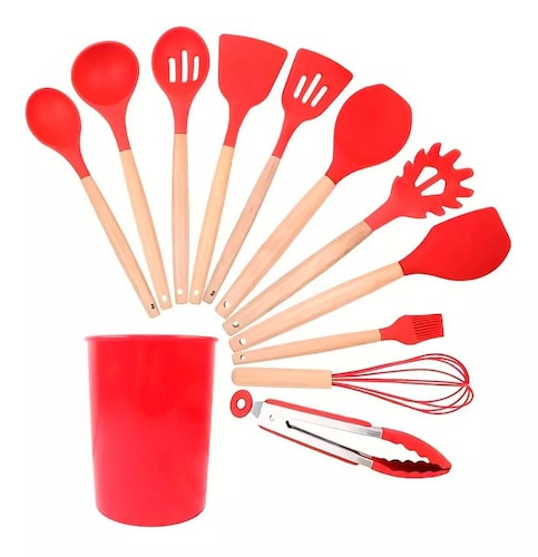 Utensilios de Cocina de silicona Espatulas, palas, Reposteria Set de 12 piezas 5 colores a elegir.