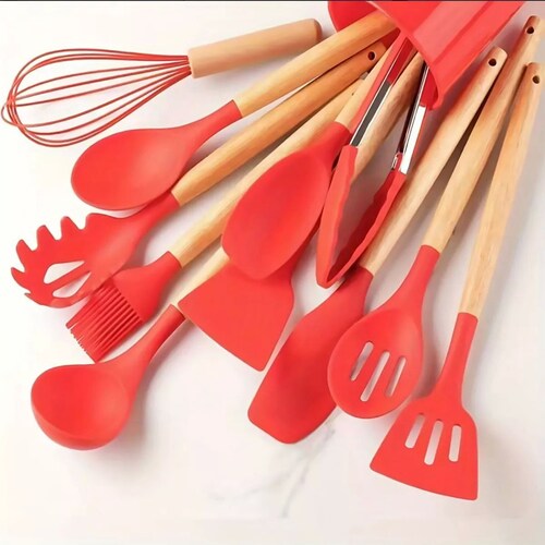 Utensilios de Cocina de silicona Espatulas, palas, Reposteria Set de 12 piezas 5 colores a elegir.