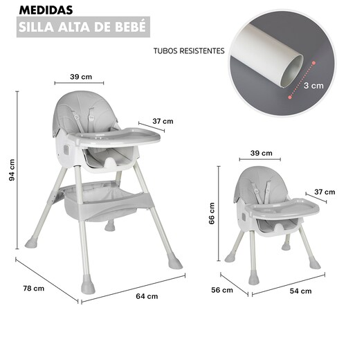 AGBOX Silla Periquera Plegable para Bebé 2 en 1 Gris SILLABEBEG01.
