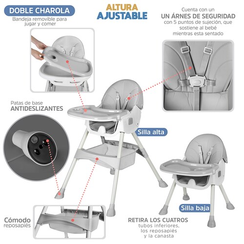AGBOX Silla Periquera Plegable para Bebé 2 en 1 Gris SILLABEBEG01.