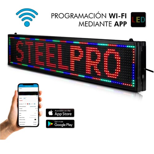 Letrero Led Programable Wifi Publicidad 100cmx20cm Steelpro