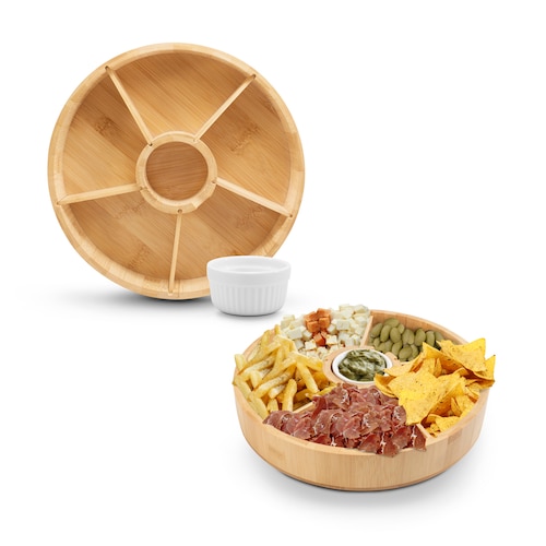 Plato Botanero de Bambú con salsero .