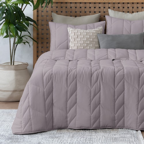 Edredón Capitonado de Lujo Matrimonial XL con Fundas Lavanda Esquimal.
