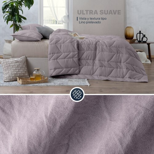 Edredón Capitonado de Lujo King Size XL con Fundas Lavanda Esquimal.