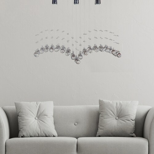 Lámpara Colgante Gamalux Williams Krystal Gaviota 6 Luces.