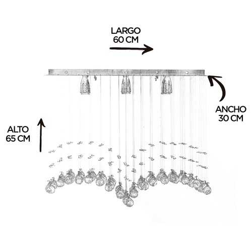 Lámpara Colgante Gamalux Williams Krystal Gaviota 6 Luces.