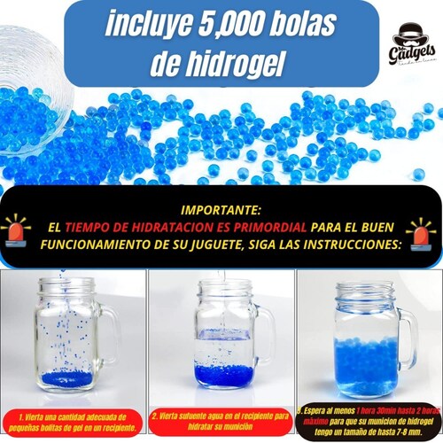 Pistola Electrica De Hidrogel Glock Automatica Tambor, juguete Lanzador Automático, Gel Blaster Juguete de Hidrogel para Exteriores, Juego de Equipo de Disparo de Bolas de Gel al Aire Libre..