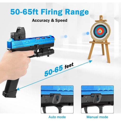Pistola De Hidrogel Automática Glock 3 Cargadores Tamboruguete Lanzador Automático, Gel Blaster Juguete de Hidrogel para Exteriores, Juego de Equipo de Disparo de Bolas de Gel al Aire Libre..