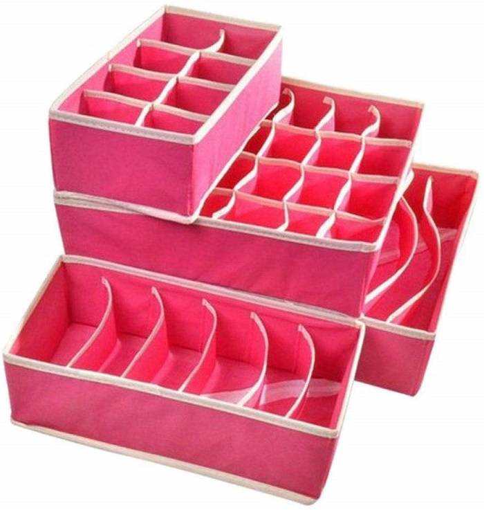 Set 4 organizadores plegables para cajones ropa interior cubos color