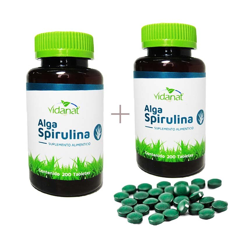 Alga spirulina 200 tabletas, con 2 frascos. Sears