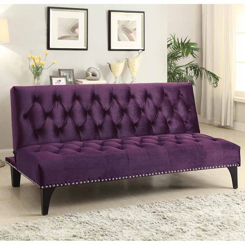 Sofá cama con diseño elegante color morado coaster 500235 Sears