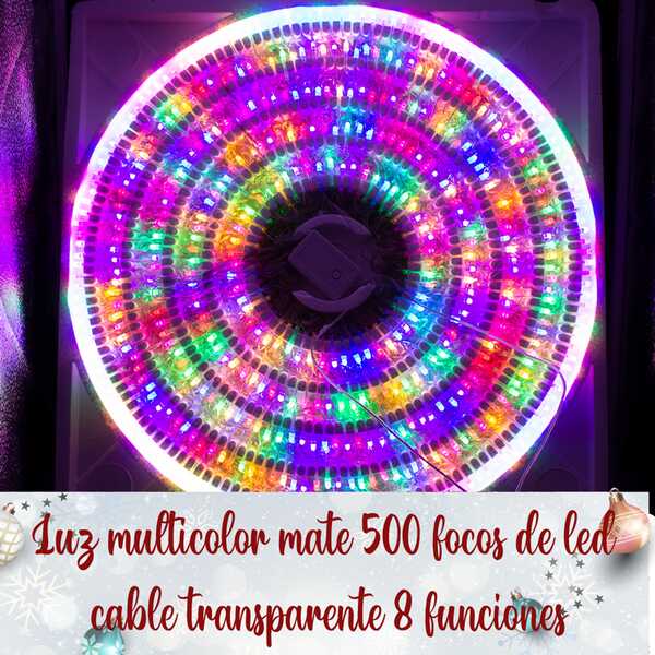 Serie navideña 500 led luz multicolor mate 22 mts cable transparente