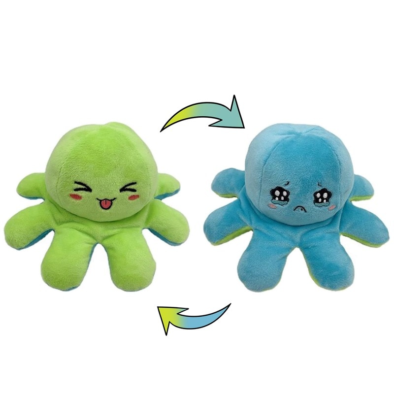 Peluches Gigantes Pulpo Reversible Negro Y Verde Juguete Pulpo