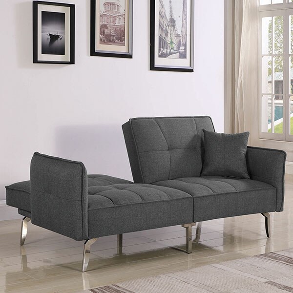 Sofá cama color gris oscuro capitonado coaster 360080 Sears